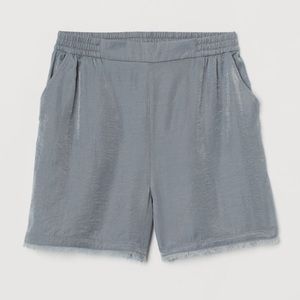 NWT- H&M M Super Cool Shiny & Satin Feel Frayed Shorts w/ Stretch Waist